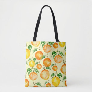 Watercolor citrus fruits, tropical pattern. tote bag