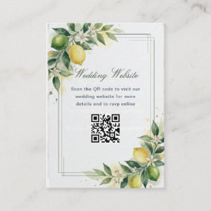 Watercolor Citrus Green Lemon Botanical Wedding Enclosure Card