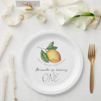 Watercolor citrus lemon 1st birthday party