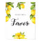 Watercolor Citrus Lemon Baby Shower Favours Sign