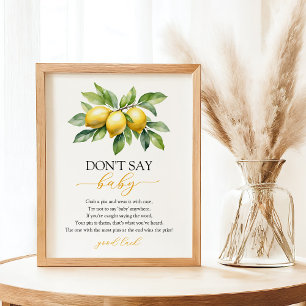 Watercolor Citrus Lemon Baby Shower Game Poster