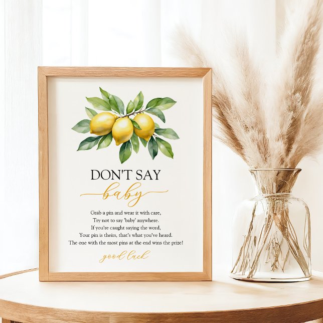 Watercolor Citrus Lemon Baby Shower Game Poster (Creator Uploaded)