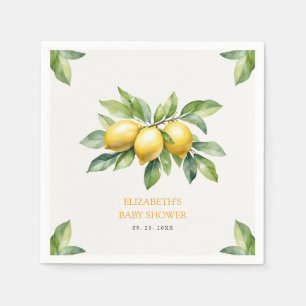 Watercolor Citrus Lemon Baby Shower Napkin