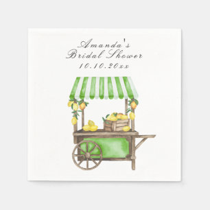Watercolor Citrus Lemon Cart Bridal Shower Napkin