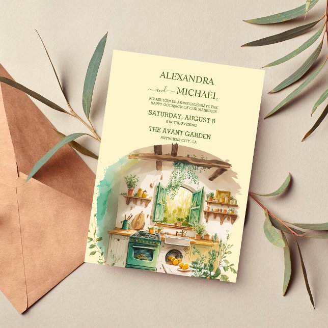 Watercolor Citrus Lemon Destination Wedding Invitation (Creator Uploaded)
