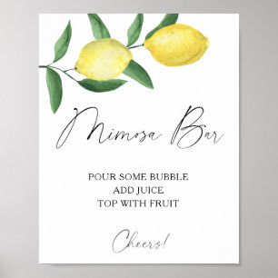 Watercolor citrus lemon - mimosa bar poster