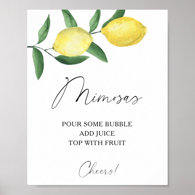 Watercolor citrus lemon - mimosas poster (Front)