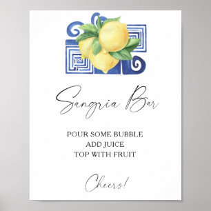 Watercolor citrus lemon - sangria bar poster