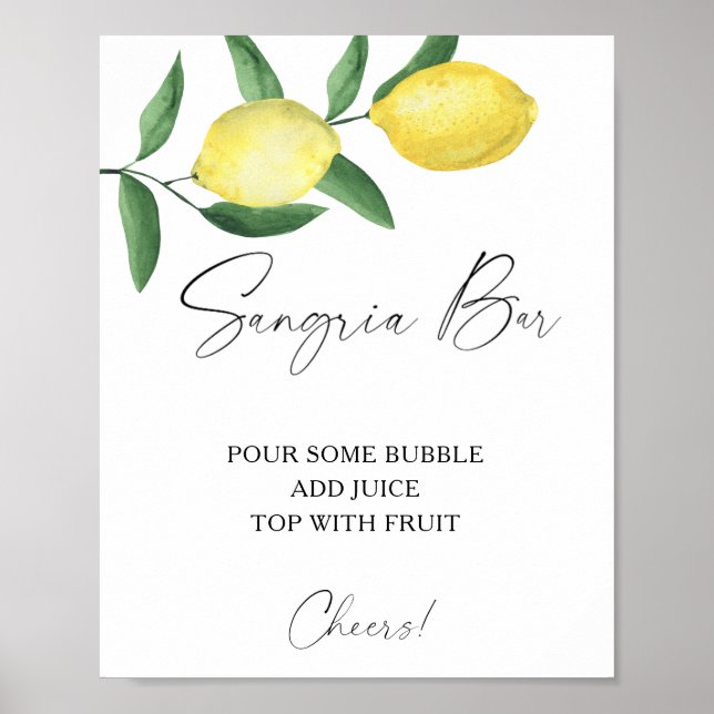 Watercolor citrus lemon - sangria bar poster (Front)