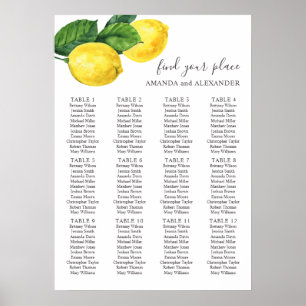 Watercolor citrus lemon wedding seating chart