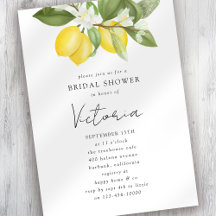 Watercolor Citrus Lemons Bridal Shower