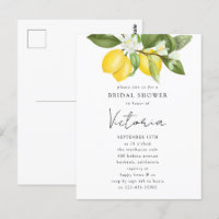 Watercolor Citrus Lemons Bridal Shower Invitation
