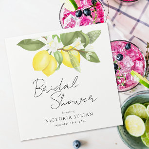 Watercolor Citrus Lemons Bridal Shower Napkin