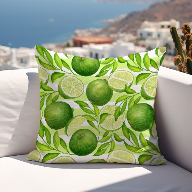 Watercolor Citrus Limes Pattern Summer Cushion (Creator Uploaded)