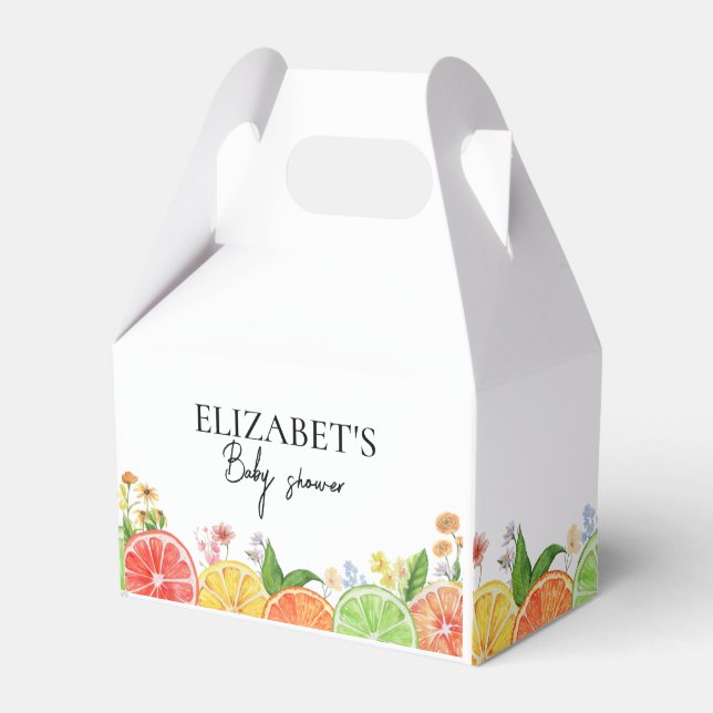 Watercolor Citrus Little Cutie Baby Shower  Favour Box (Front Side)