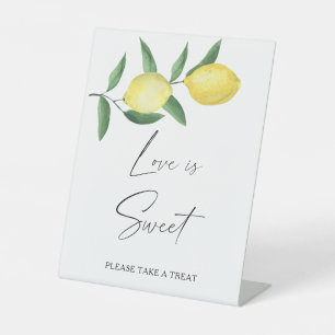 Watercolor citrus - love is sweet take a treat pedestal sign