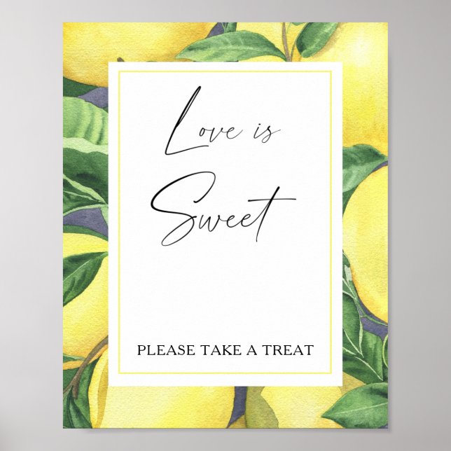 Watercolor citrus - love is sweet take a treat poster (Front)