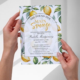 Watercolor Citrus Main Squeeze Bridal Shower Invitation