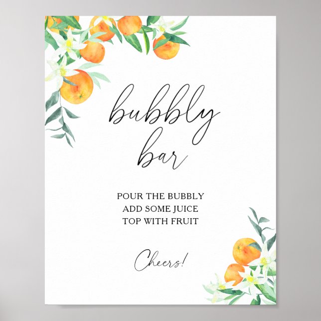 Watercolor citrus modern - bubbly bar poster (Front)