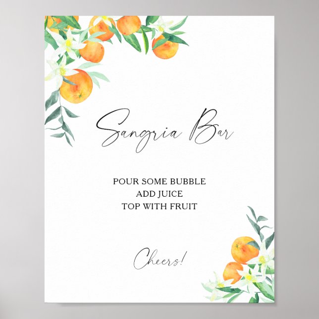 Watercolor citrus modern - sangria bar poster (Front)