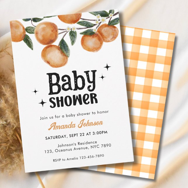 Watercolor Citrus Orange Baby Shower  Invitation (Creator Uploaded)