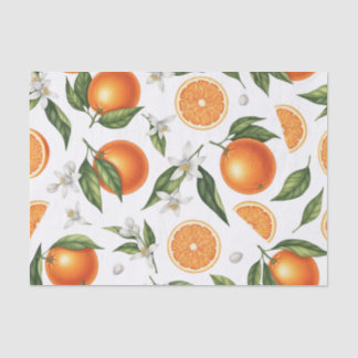 Watercolor Citrus Orange Botanical Pattern Tissue  Paper