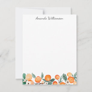 Watercolor Citrus Orange Fruit Personalised Card