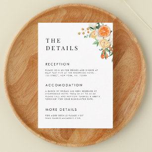 Watercolor Citrus Orange Tangerine Wedding Details Enclosure Card