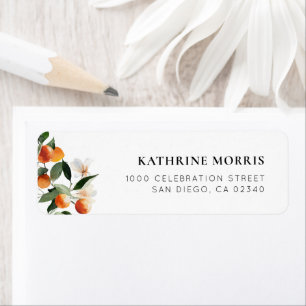 watercolor citrus oranges foliage address label