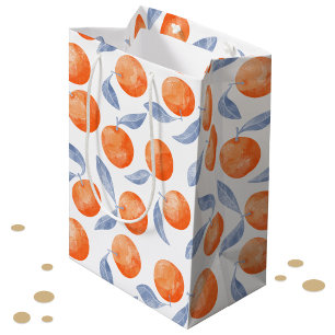 Watercolor Citrus Oranges Mediterranean  Medium Gift Bag