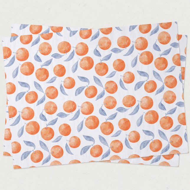 Watercolor Citrus Oranges Mediterranean  Tissue Paper (Mediterranean citrus oranges watercolor tissue paper)