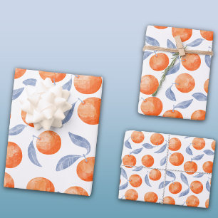 Watercolor Citrus Oranges Mediterranean Wrapping Paper Sheet