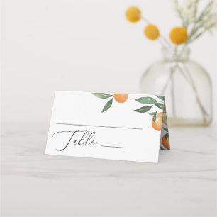 Watercolor citrus wedding. Summer floral garden Place Card