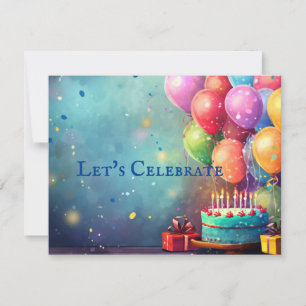 Watercolor Classic Balloon Birthday Party Invite
