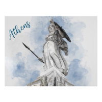 Watercolor Classic Greek Statue Athena Photo Print