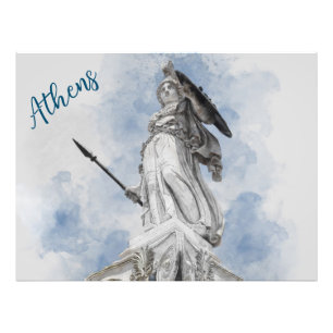 Watercolor Classic Greek Statue Athena Photo Print