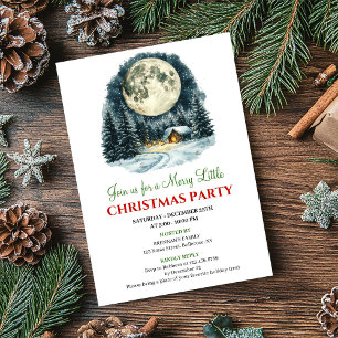 Watercolor Classic Holiday Scene Christmas Invite