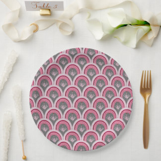 Watercolor Classic Pink Hand-drawn Paper Plate