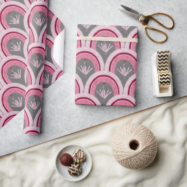 Watercolor Classic Pink Hand-drawn Wrapping Paper (Crafts)