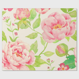 Watercolor classic pink peony cream Wrapping paper