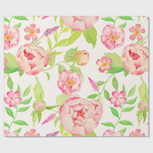 Watercolor classic pink peony Wrapping paper