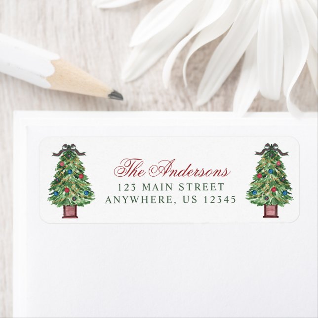 Watercolor Classic Plaid Bow Christmas Tree (Insitu)