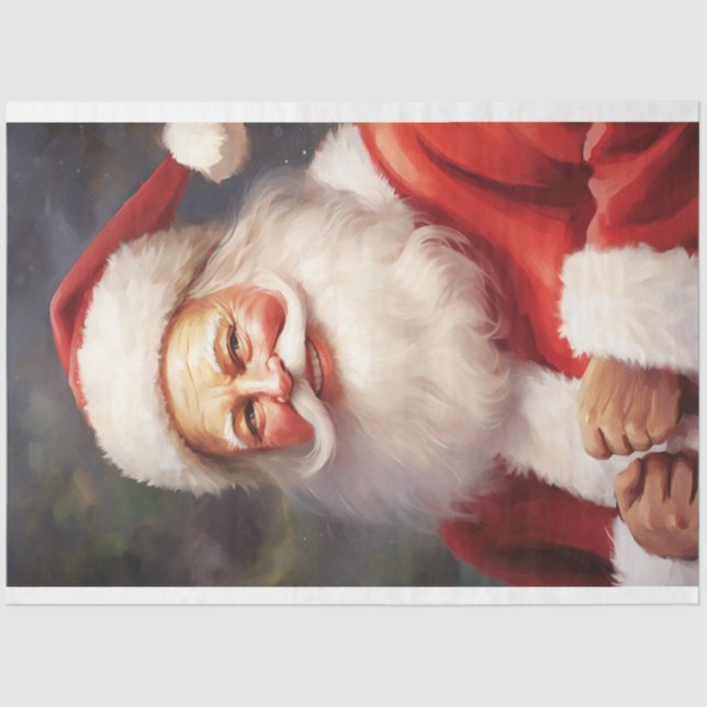 Watercolor classic Santa Claus smiling red hat Tissue Paper (Front)