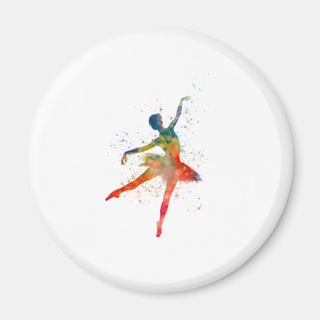 Watercolor classical ballet dancer magnet (Front)