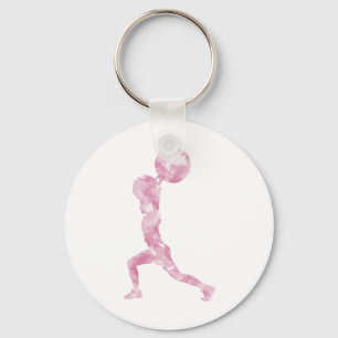 Watercolor Clean & Jerk in Pink Key Ring