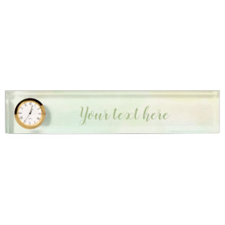 Watercolor clock desktop name plate