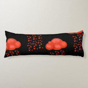 Watercolor Cloud Rain Of Red Hearts Valentines Day Body Cushion