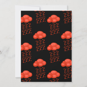 Watercolor Cloud Rain Of Red Hearts Valentines Day Thank You Card