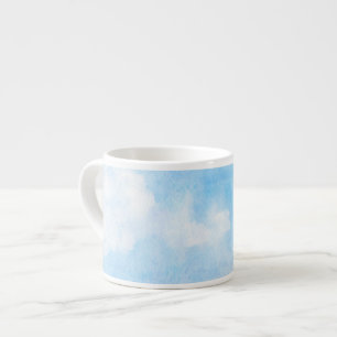 Watercolor clouds and sky background espresso cup