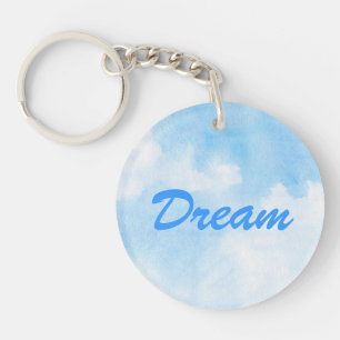 Watercolor clouds and sky background key ring